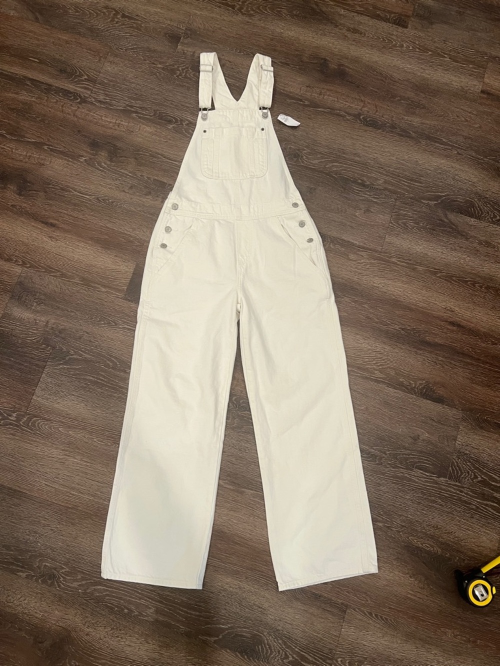 NWT Old Navy Cream Wide-Leg Denim Overalls - 0